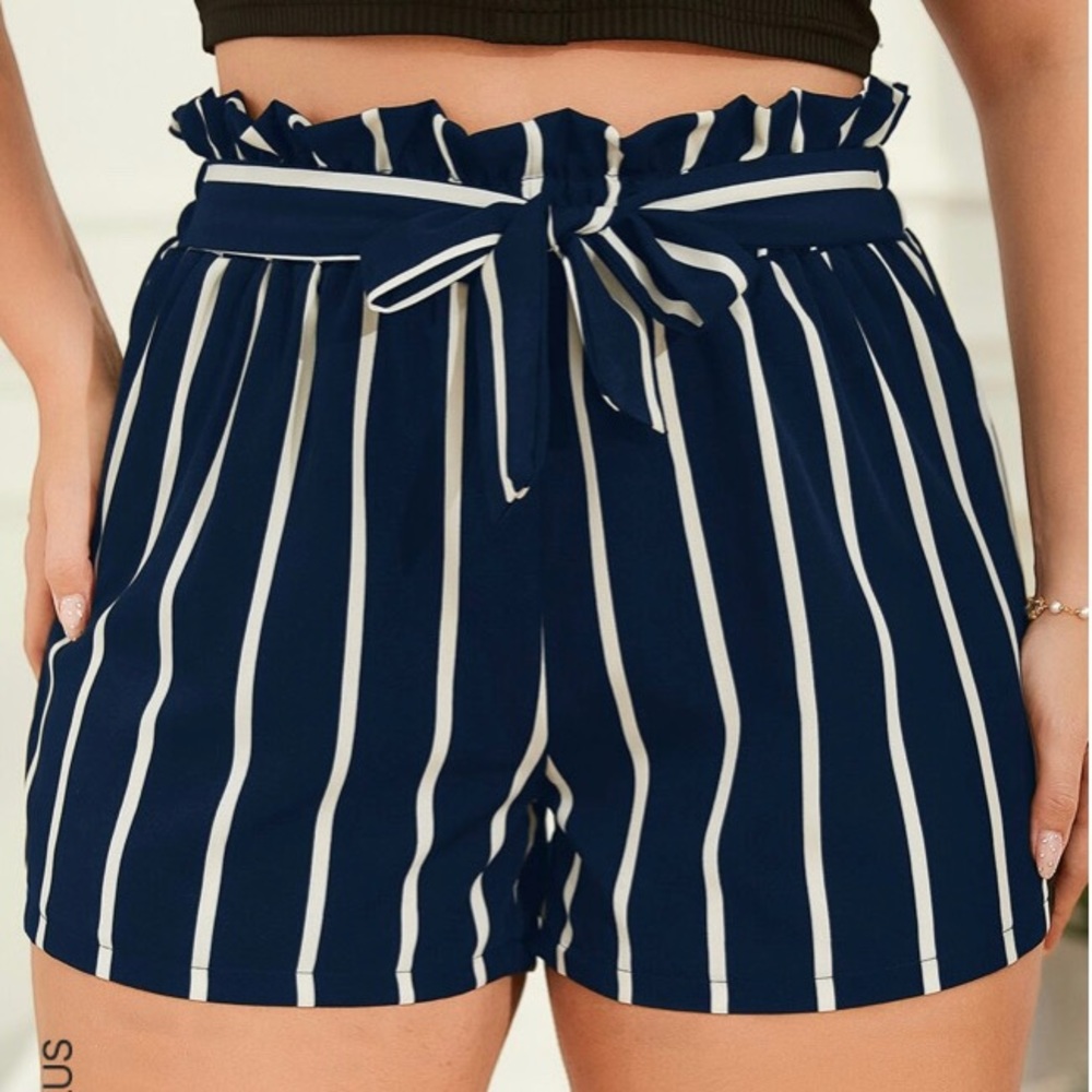 *Unworn* Navy Blue and white striped Shorts